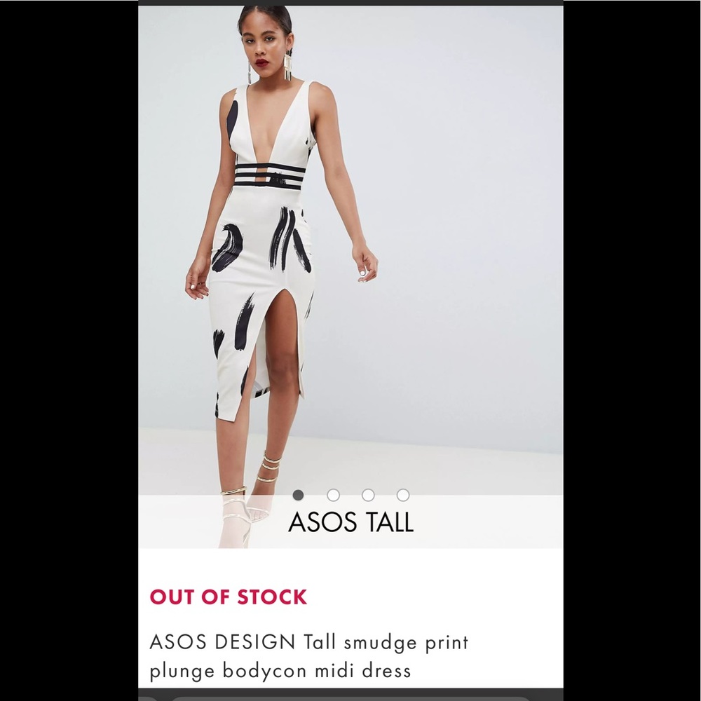 ASOS DESIGN Tall smudge print plunge bodycon midi dress